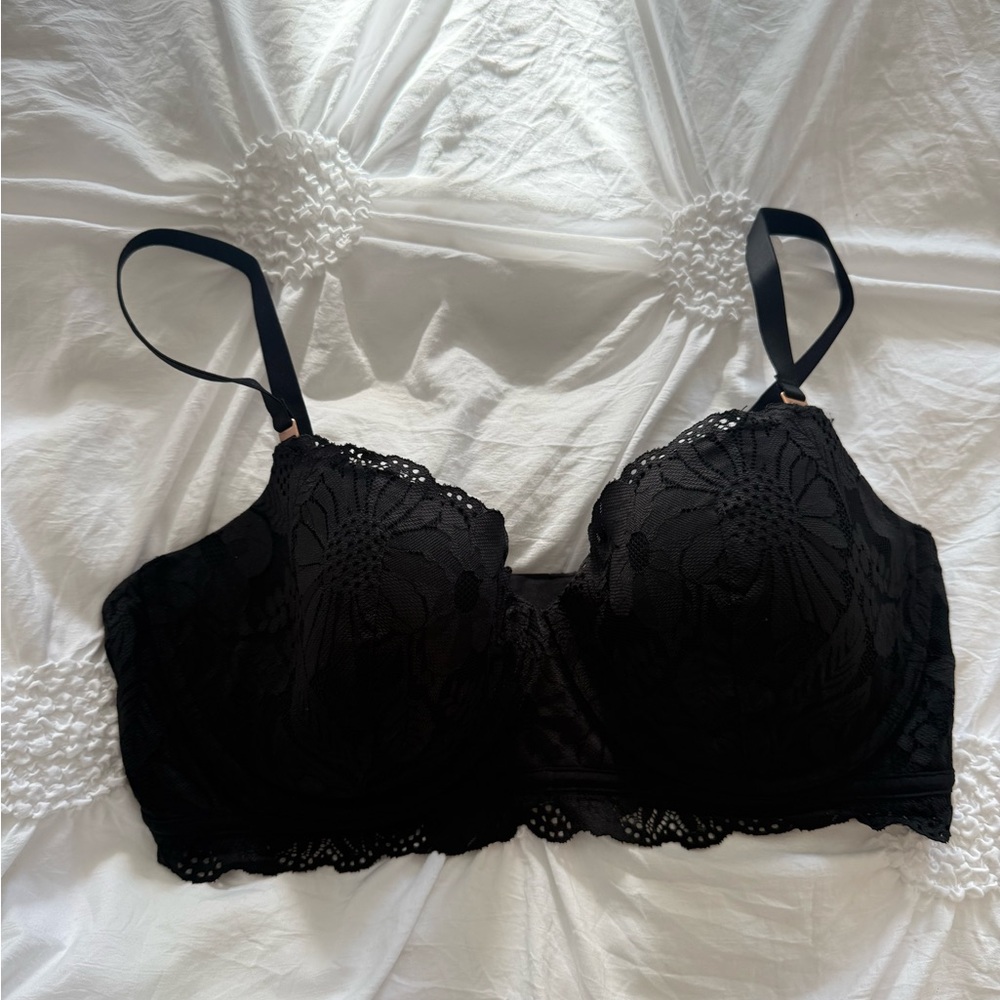 Aerie Black Floral Lace Bra
